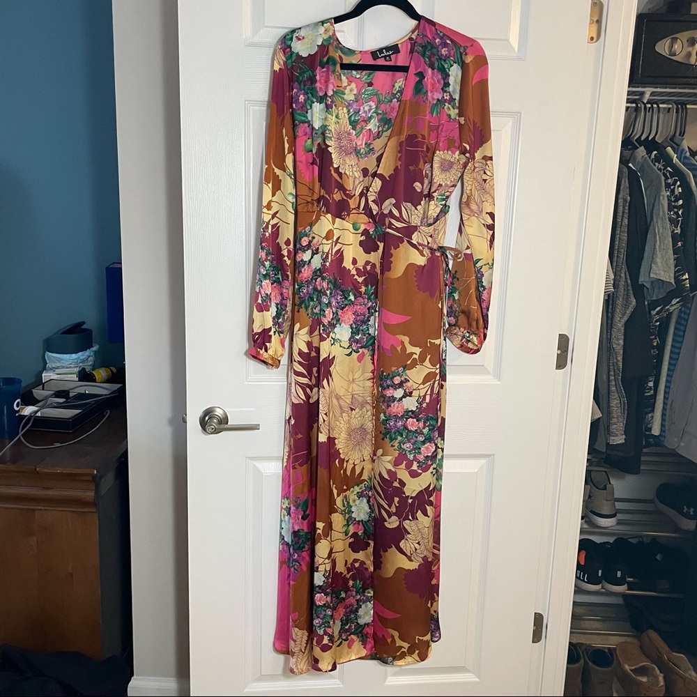 Lulus Long Sleeve Wrap Dress